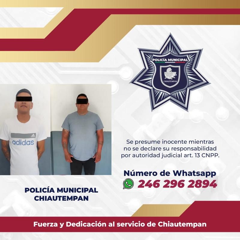 Detiene Policía de Chiautempan a dos sujetos por privación ilegal de la libertad